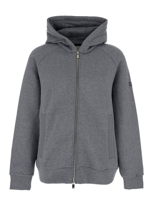TATRAS baccaro Grey Sweatshirt With Hood And Logo Patch On The Sleeve In CottOn Man - MJXA0113063588006