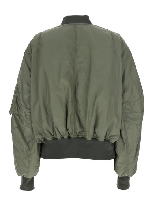 The Attico Green Bomber Jacket With Zip Pocket On The Sleeve In Tech Fabric - 250WCB00070PLL001AA828
