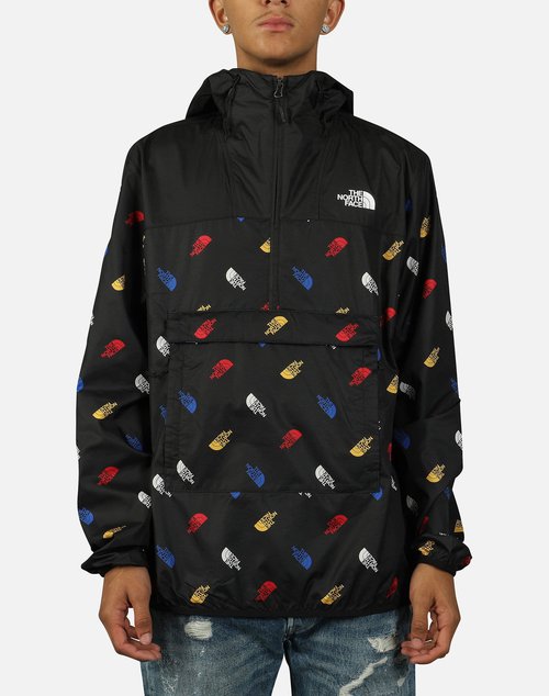 The North Face TNF ALL-OVER LOGO FANORAK JACKET - Black - NF0A47DNFU7 BLK