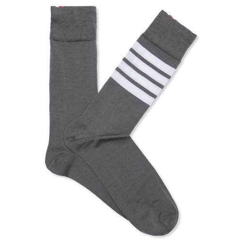 Thom Browne 4 Bar Stripe Mid Calf Socks - Grey - MAS023B-01690