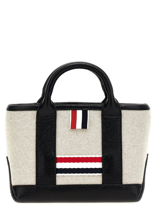 Thom Browne & Beige Cotton Canvas Mini Tool Tote - Black - UAG176AF0492001