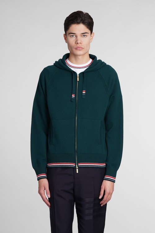 Thom Browne Cardigan In Green Cashmere - MKT010AY2001310
