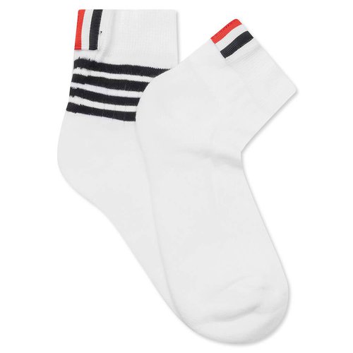 Thom Browne Lightweight 4 Bar Ankle Socks - White/Navy - MAS086A01690415