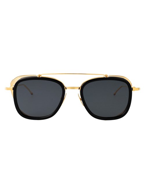 Thom Browne & Gold Square Sunglasses - Black - UES808AG0003001