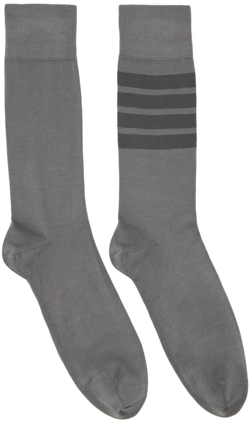 Thom Browne Gray 4-Bar Socks - Med Grey - MAS094A01690035
