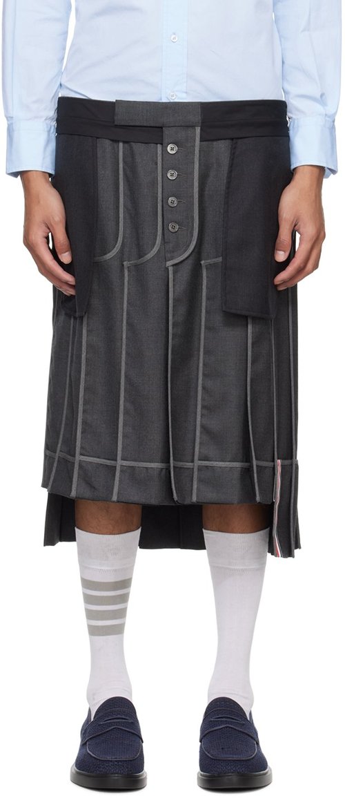 Thom Browne Gray Deconstructed Skirt - Dark Grey - MGC166C00626025