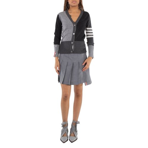 Thom Browne Gray Funmix 4-Bar Classic V-Neck Cardigan - Tonal Grey - FKC001F00011982