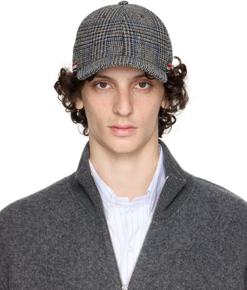 Thom Browne Gray Prince of Wales Hunting Tweed Baseball Cap - Grey - MHC328A-F0930035MED