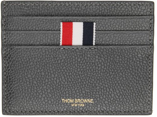 Thom Browne Grey Leather Card Holder - Dark Grey - MAW031L00198025