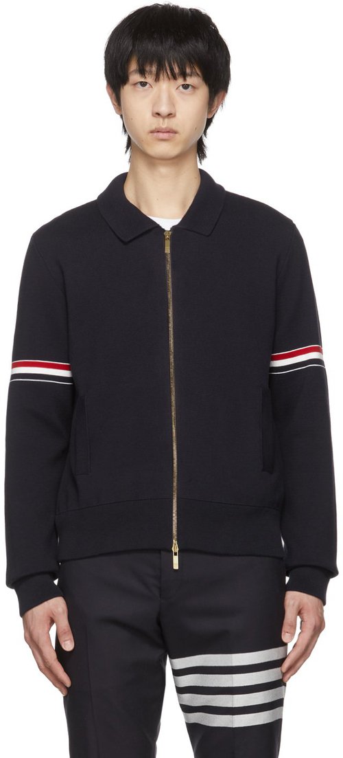 Thom Browne Milano Stitch Bomber Jacket - Navy - MKJ076AY3007415