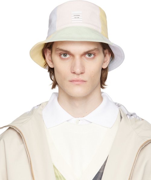 Thom Browne Multicolor Logo Patch Bucket Hat - Lt Pink - MHC337FF0220680