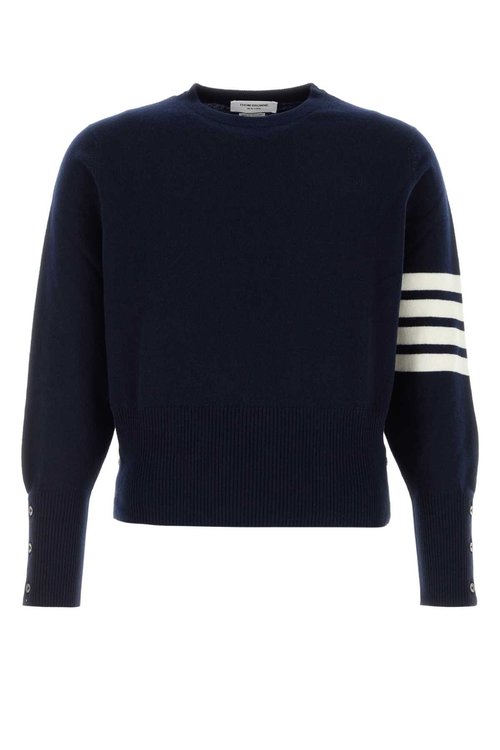 Thom Browne Navy Blue Cashmere Sweater - MKAS01A00011415
