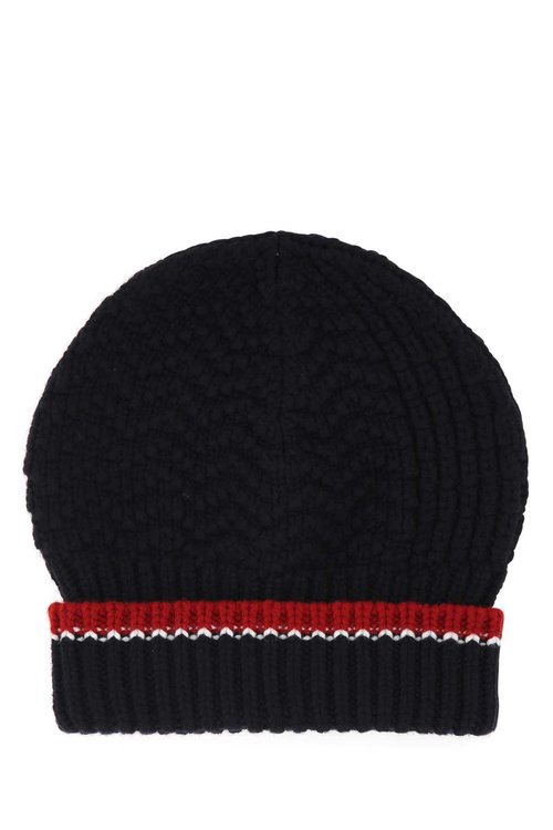 Thom Browne Navy Blue Wool Beanie Hat - 415 - MKH061A00014415