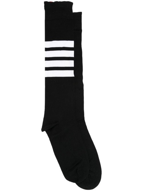 Thom Browne Over The Calf Socks W4 Bar In Lightweight Cotton - FAS026B01690001