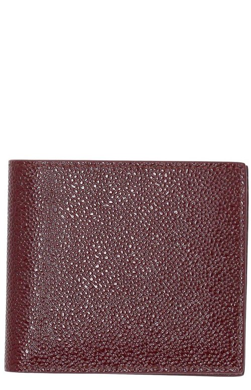 Thom Browne Billfold In Pebble Lucido Leather - Burgundy - MAW023L03542615