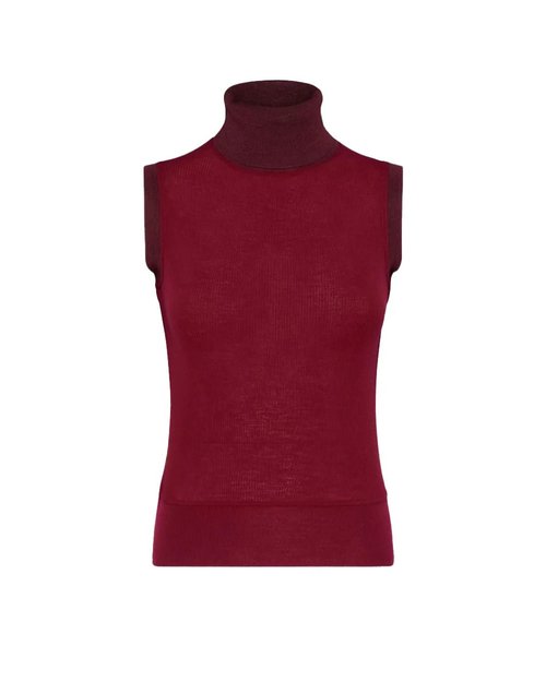 Thom Browne Sleeveless Turtleneck with Contrast Trims - FJS190A-J0092
