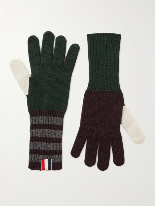Thom Browne Striped Cashmere Gloves - 996 - MKG022FY2001996