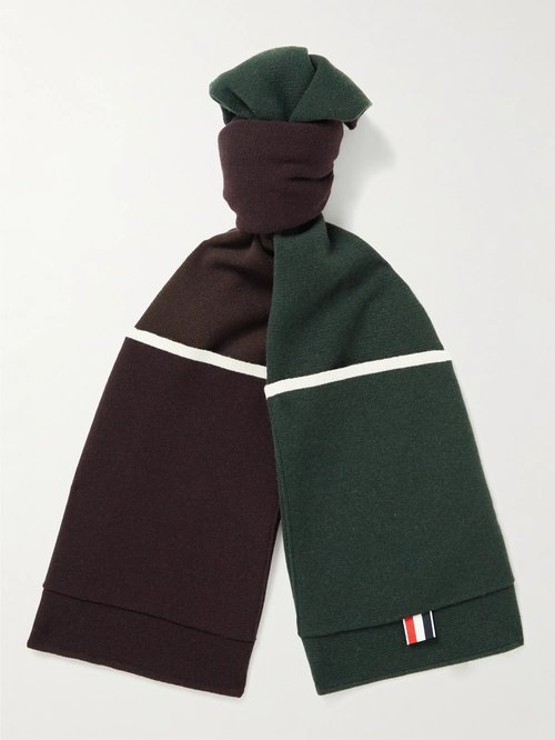 Thom Browne Striped Colour-Block Cashmere Scarf - 996 - MKS116FY2001996