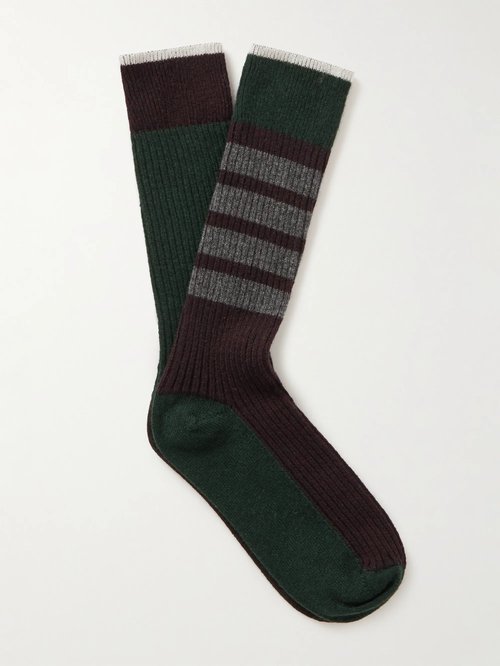 Thom Browne Striped Ribbed Cashmere Socks - 996 - MAS147FY2001996