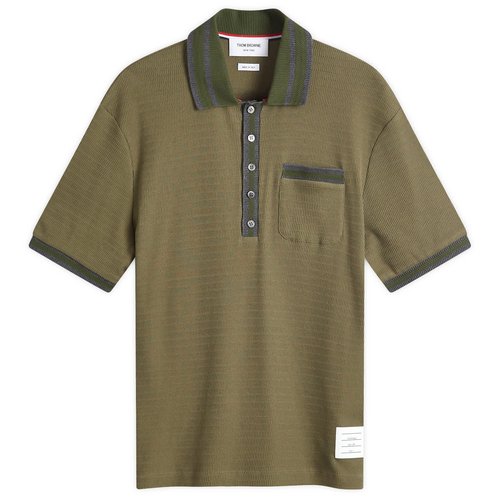 Thom Browne Textured Tipped Polo - Dark Green - MJP201AJ0153320