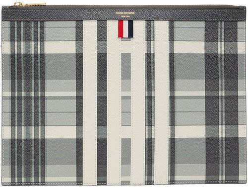 Thom Browne White & Gray Medium 4-Bar Document Holder - Blk/Wht - MAC155AL0041980