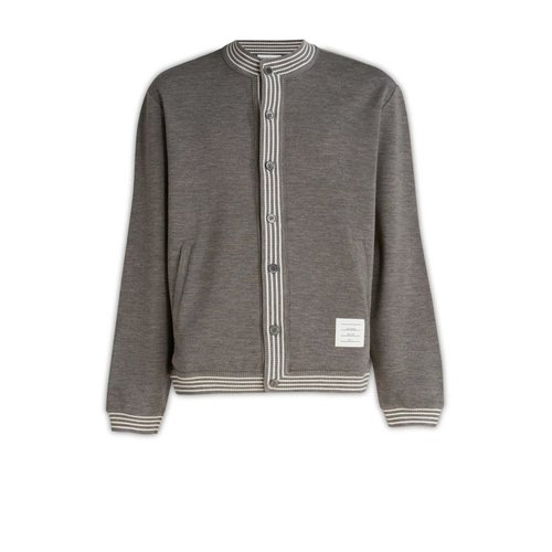 Thome Med Wool Milano Button Up Jacket - Brown/Grey - MJT354AJ0020035