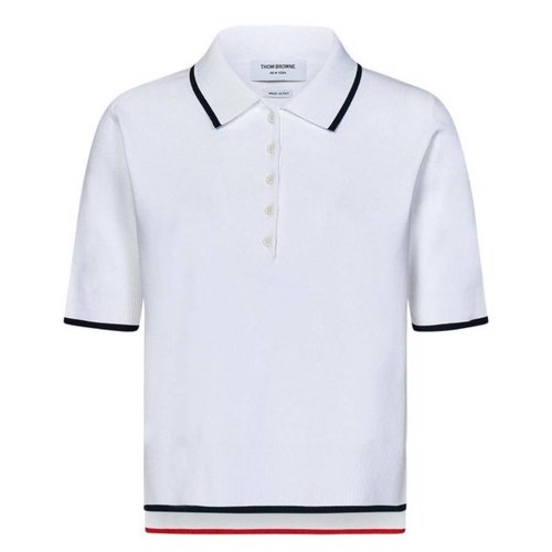 Thome Rib-stitch Short-sleeved Polo Shirt - Brown/Green/White - FKP101AY5502100