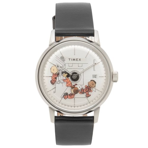 Timex x Peanuts Marlin Automatic On Space 40mm Watch - Silver/Black - TW2W872007U