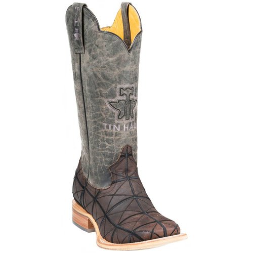 Tin Haul Derrick Embroidered Square Toe Pull On Cowboy Boots - Brown - 14-020-0007-0264