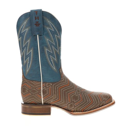 Tin Haul Quantum Embroidered Square Toe Pull On Cowboy Boots - Blue/Brown - 14-020-0077-0522