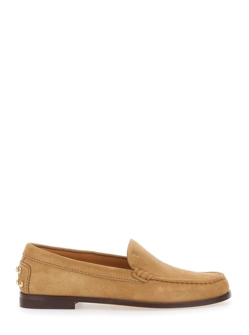Tod's Beige Loafers With Embossed Logo And Stud Details On The Back In Leather - XXW03M0KB40DGPZZZH