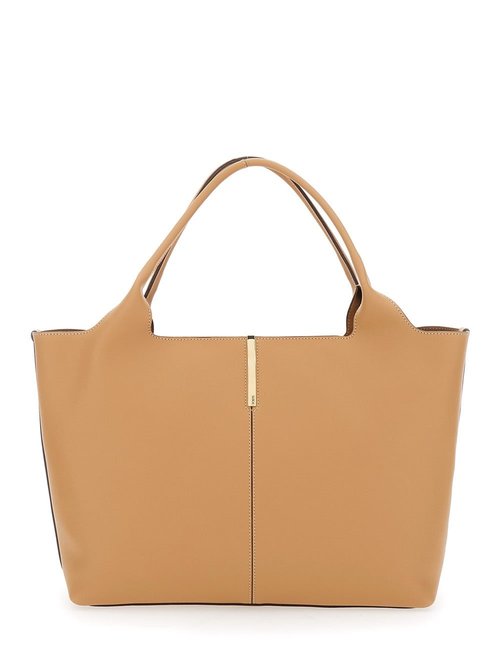 Tod's Beige Tote Bag With Two Top Handles And Logo Plaque On The FrOnt In Leather - XBWEBRA0250UBL502A