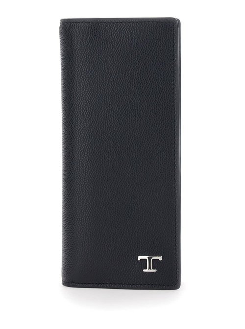 Tod's Black Vertical Wallet With Logo Plaque On The FrOnt In Grained Leather Man - XAMTSYB7300UGAB999