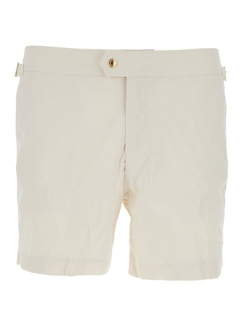 Tom Ford Beige Swim Shorts With Side Adjustable Straps And Logo Patch On The Side In Tech Fabric Man - BPS001FMN004S23XJBAW