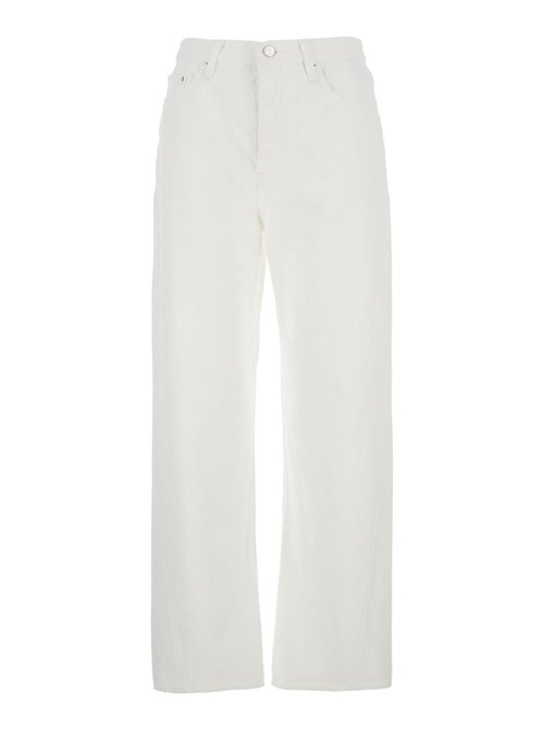 Totême White High Waisted Jeans With Twisted Seam And Logo Patch On The Rear In Denim - 231240748110