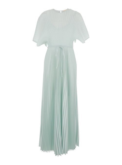TwinSet LOng Dress With Round Neck And Hidden Zip Closure On The Side In Blue Tech Fabric For - 261TP256213162