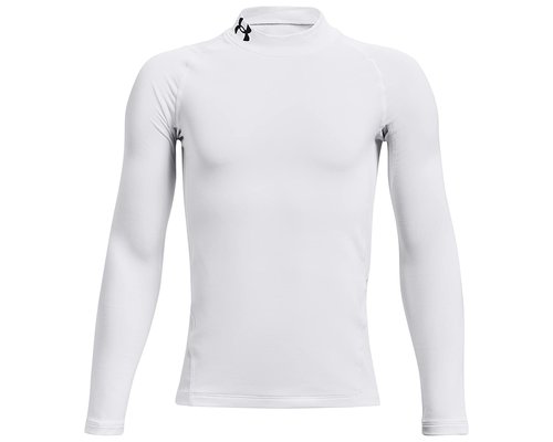 Under Armour ColdGear Armour Mock Long Sleeve T-Shirt Big Kids Clothing - White/Black - 1366373-100