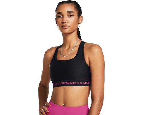 Under Armour Crossback Mid Impact Bra Lingerie - Black/Black/Astro Pink - 1361034-004