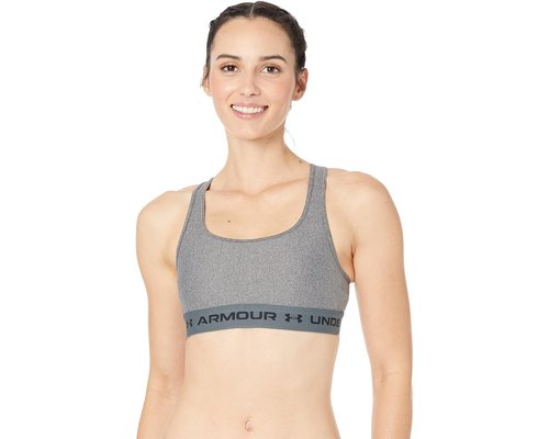 Under Armour Crossback Mid Impact Heather Bra Lingerie - Charcoal Light Heather/Black - 1361036-019