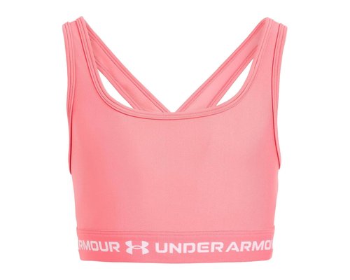 Under Armour Cross-Back Mid-Impact Sports Bra Big Kid Bra - Bittersweet Pink/White - 1390066-600