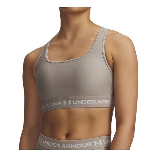 Under Armour Crossback Mid Sports Bra Asia Sizing - Timberwolf Taupe/Summit White - 1361034-203