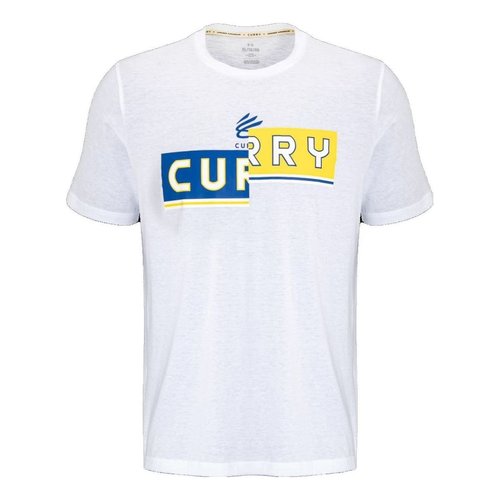 Under Armour Curry Logo T-shirt - White/Blue/Yellow - 1377543-100
