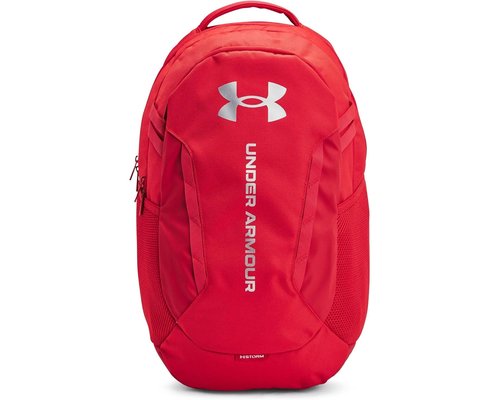 Under Armour Hustle 6.0 Backpack Backpack Bags - Red/Red/Metallic Silver - 1384672-600