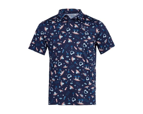 Under Armour Matchplay Printed Golf Polo Big Kid T Shirt - Midnight Navy/Posh Pink/Castlerock - 6009817-410