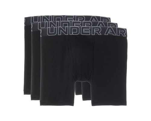 Under Armour Performance Cotton Solid 6 In 3 Pack Underwear - Black - UUSHJ093-001