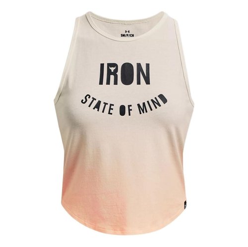 Under Armour Project Rock Fashion Cropped Tank - Beige/Black - 1377450-130