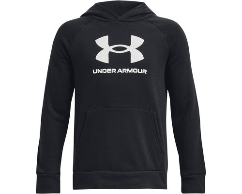 Under Armour Rival Fleece Big Logo Hoodie Big Kids Sweatshirt 1 - Black/White - 1379791-001