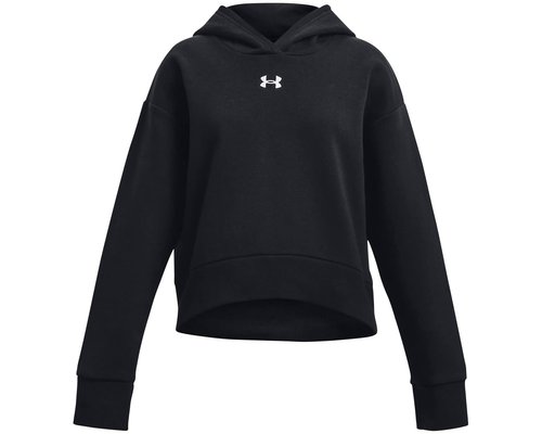 Under Armour Rival Fleece Cropped Hoodie Big Kids Clothing - Black/White - 1379517-001