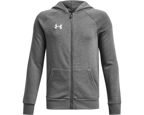 Under Armour Rival Fleece Full Zip Hoodie Big Kids Clothing - Castlerock Light Heather/White - 1379794-025