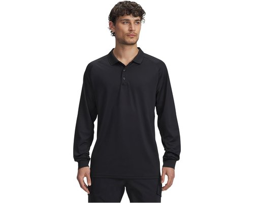 Under Armour Tactical Performance Long Sleeve Polo T Shirt - Black/Black - 6004147-001